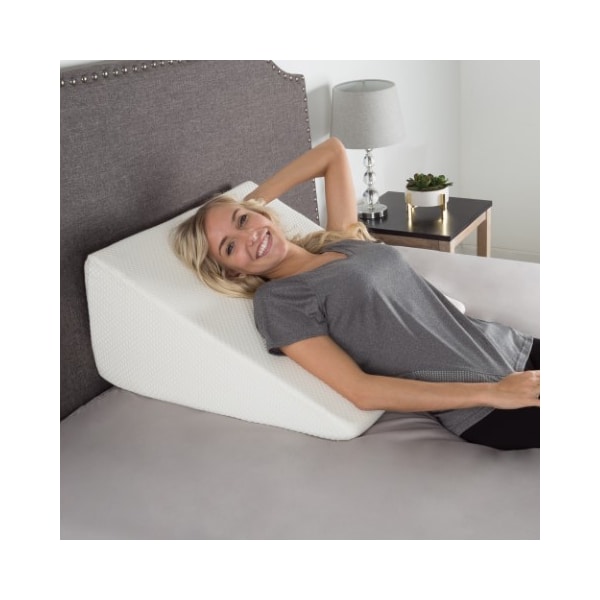 Hastings Home Extra High Wedge Memory Foam Pillow with Bamboo Fiber Cover-Great for Snoring, Better Sleep (Ivory) 664238AFN - main